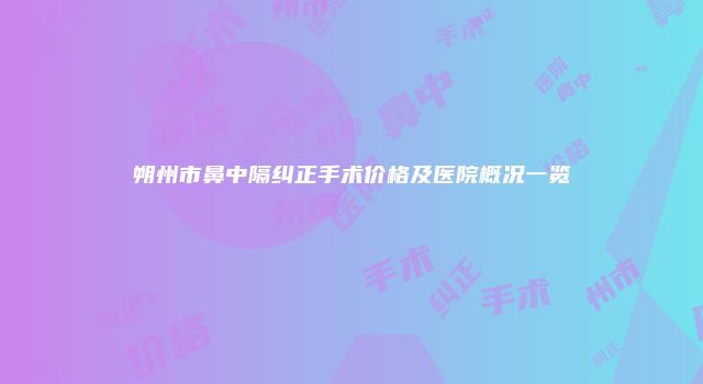 朔州市鼻中隔纠正手术价格及医院概况一览