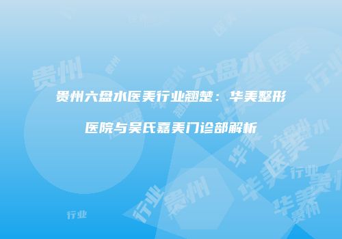 贵州六盘水医美行业翘楚：华美整形医院与吴氏嘉美门诊部解析