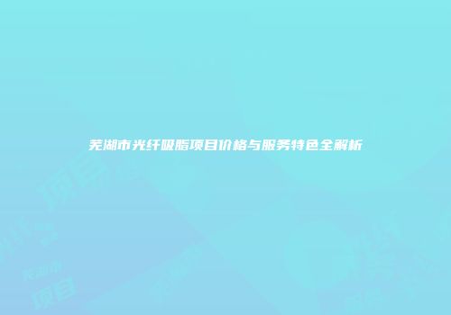 芜湖市光纤吸脂项目价格与服务特色全解析