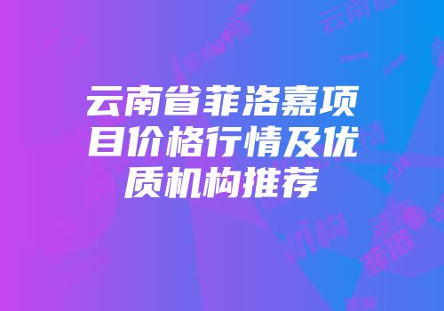 云南省菲洛嘉项目价格行情及优质机构推荐