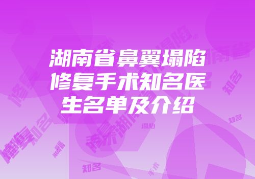 湖南省鼻翼塌陷修复手术知名医生名单及介绍