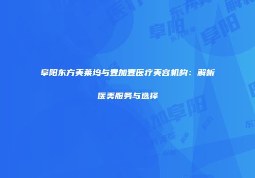 阜阳东方美莱坞与壹加壹医疗美容机构：解析医美服务与选择