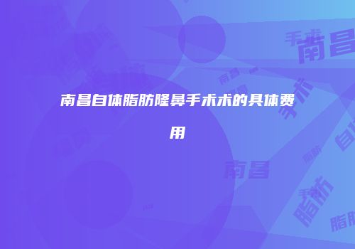 南昌自体脂肪隆鼻手术术的具体费用
