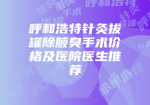 呼和浩特针灸拔罐除腋臭手术价格及医院医生推荐