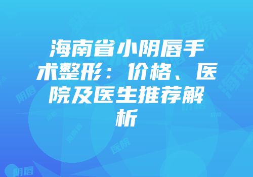 海南省小阴唇手术整形：价格、医院及医生推荐解析