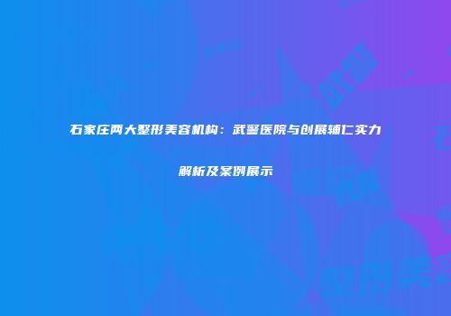 石家庄两大整形美容机构：武警医院与创展辅仁实力解析及案例展示