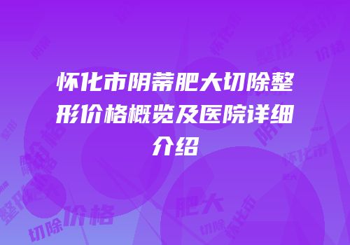 怀化市阴蒂肥大切除整形价格概览及医院详细介绍