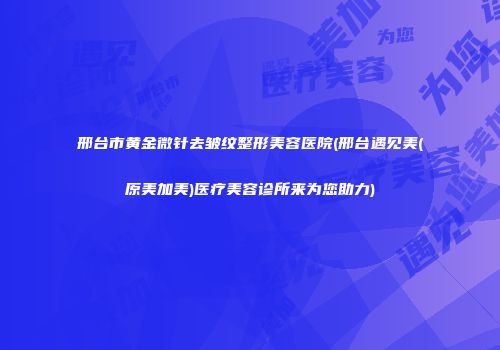 邢台市黄金微针去皱纹整形美容医院(邢台遇见美(原美加美)医疗美容诊所来为您助力)