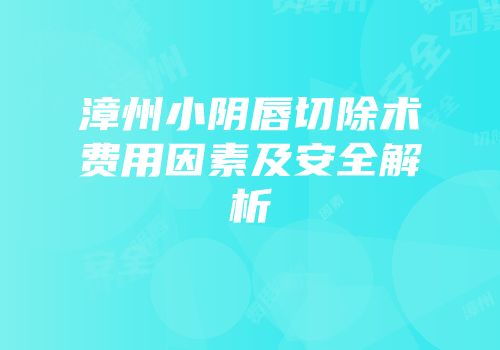 漳州小阴唇切除术费用因素及安全解析