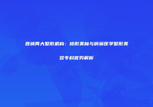 晋城两大整形机构：修形美林与俏丽医学整形美容专科优势解析