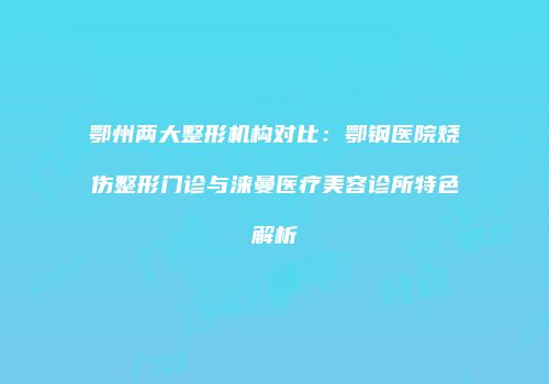 鄂州两大整形机构对比：鄂钢医院烧伤整形门诊与涞曼医疗美容诊所特色解析