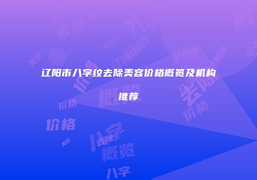 辽阳市八字纹去除美容价格概览及机构推荐