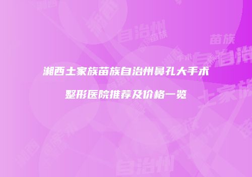 湘西土家族苗族自治州鼻孔大手术整形医院推荐及价格一览