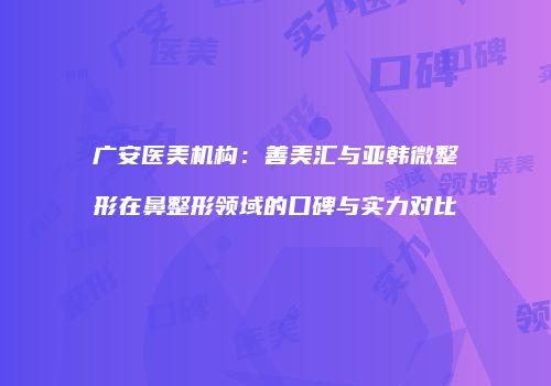 广安医美机构：善美汇与亚韩微整形在鼻整形领域的口碑与实力对比