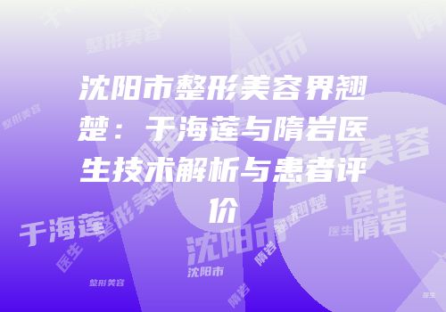 沈阳市整形美容界翘楚：于海莲与隋岩医生技术解析与患者评价