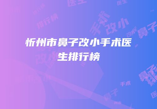 忻州市鼻子改小手术医生排行榜