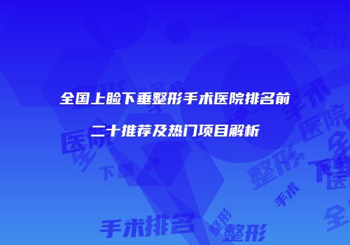 全国上睑下垂整形手术医院排名前二十推荐及热门项目解析