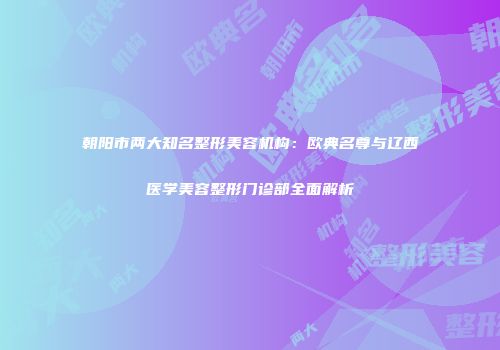 朝阳市两大知名整形美容机构：欧典名尊与辽西医学美容整形门诊部全面解析