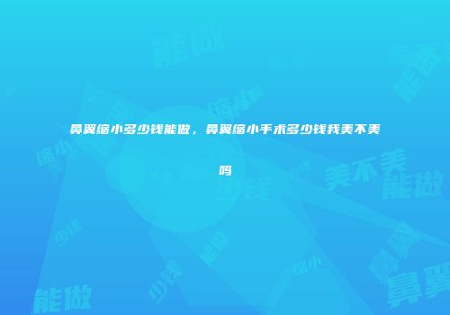 鼻翼缩小多少钱能做，鼻翼缩小手术多少钱我美不美吗