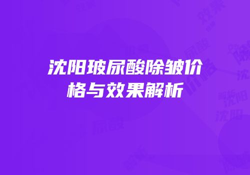沈阳玻尿酸除皱价格与效果解析
