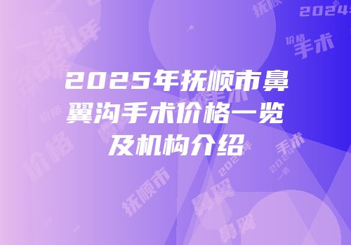 2025年抚顺市鼻翼沟手术价格一览及机构介绍