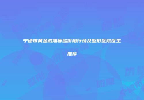 宁德市黄金微雕瘦脸价格行情及整形医院医生推荐