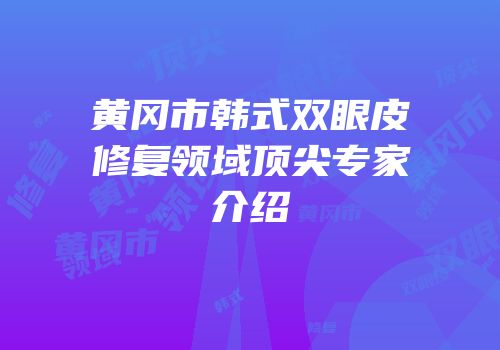 黄冈市韩式双眼皮修复领域顶尖专家介绍