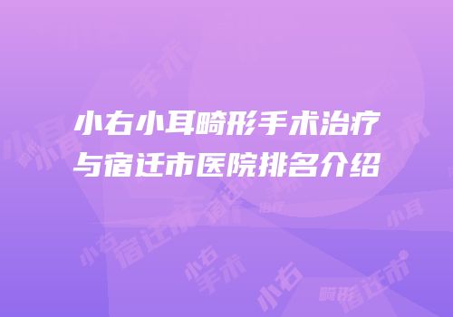 小右小耳畸形手术治疗与宿迁市医院排名介绍
