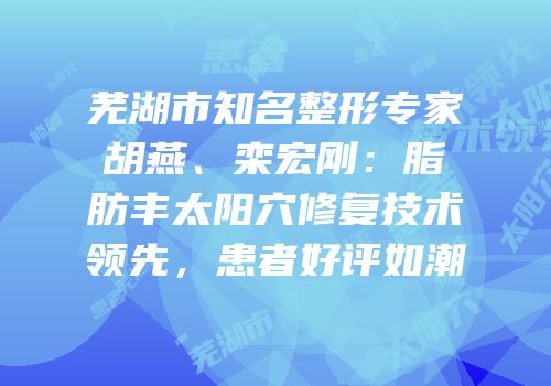芜湖市知名整形专家胡燕、栾宏刚：脂肪丰太阳穴修复技术领先，患者好评如潮