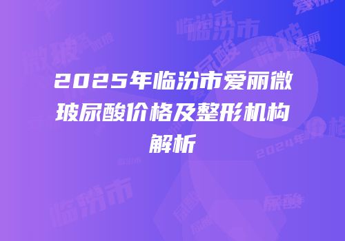 2025年临汾市爱丽微玻尿酸价格及整形机构解析