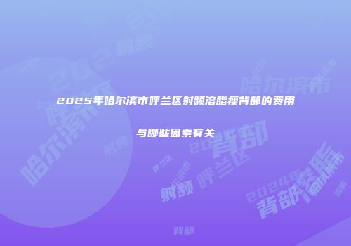 2025年哈尔滨市呼兰区射频溶脂瘦背部的费用与哪些因素有关