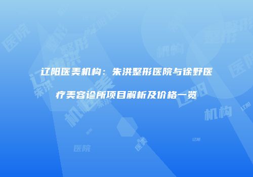 辽阳医美机构：朱洪整形医院与徐野医疗美容诊所项目解析及价格一览