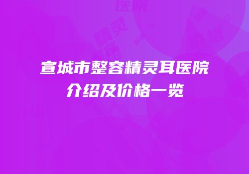宣城市整容精灵耳医院介绍及价格一览