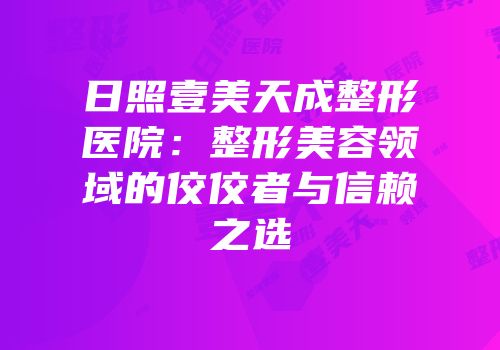 日照壹美天成整形医院：整形美容领域的佼佼者与信赖之选