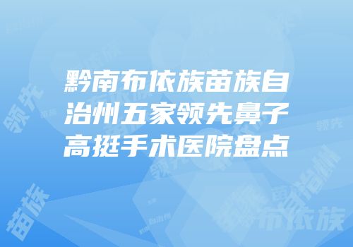 黔南布依族苗族自治州五家领先鼻子高挺手术医院盘点