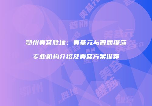 鄂州美容胜地：美基元与普丽缇莎专业机构介绍及美容方案推荐