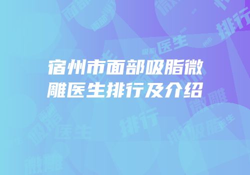 宿州市面部吸脂微雕医生排行及介绍
