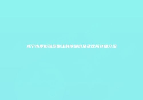 咸宁市厚街玻尿酸注射除皱价格及医院详细介绍