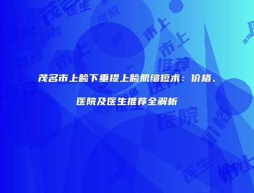 茂名市上睑下垂提上睑肌缩短术：价格、医院及医生推荐全解析