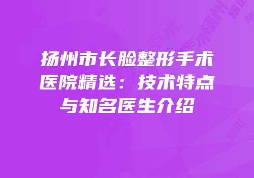扬州市长脸整形手术医院精选：技术特点与知名医生介绍