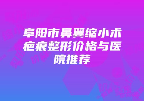 阜阳市鼻翼缩小术疤痕整形价格与医院推荐