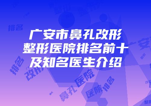广安市鼻孔改形整形医院排名前十及知名医生介绍