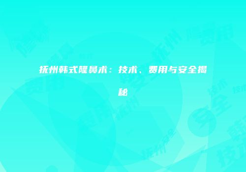 抚州韩式隆鼻术：技术、费用与安全揭秘