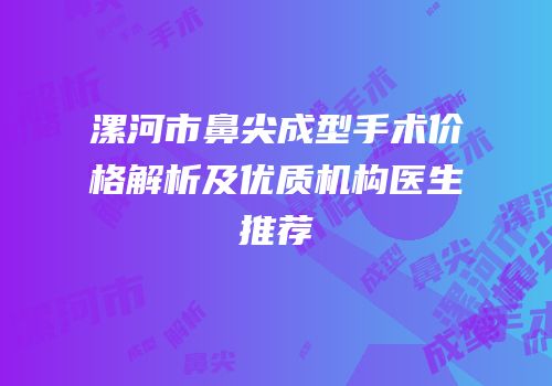 漯河市鼻尖成型手术价格解析及优质机构医生推荐