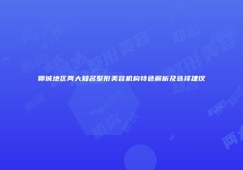 聊城地区两大知名整形美容机构特色解析及选择建议