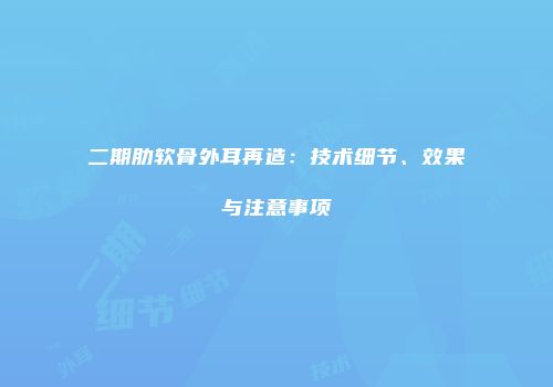 二期肋软骨外耳再造：技术细节、效果与注意事项
