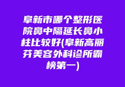 阜新市哪个整形医院鼻中隔延长鼻小柱比较好(阜新高丽芬美容外科诊所霸榜第一)