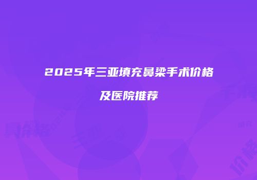 2025年三亚填充鼻梁手术价格及医院推荐
