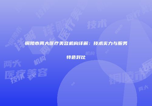 铜陵市两大医疗美容机构详解：技术实力与服务特色对比
