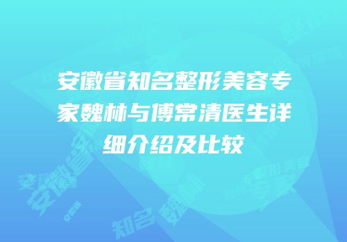 安徽省知名整形美容专家魏林与傅常清医生详细介绍及比较